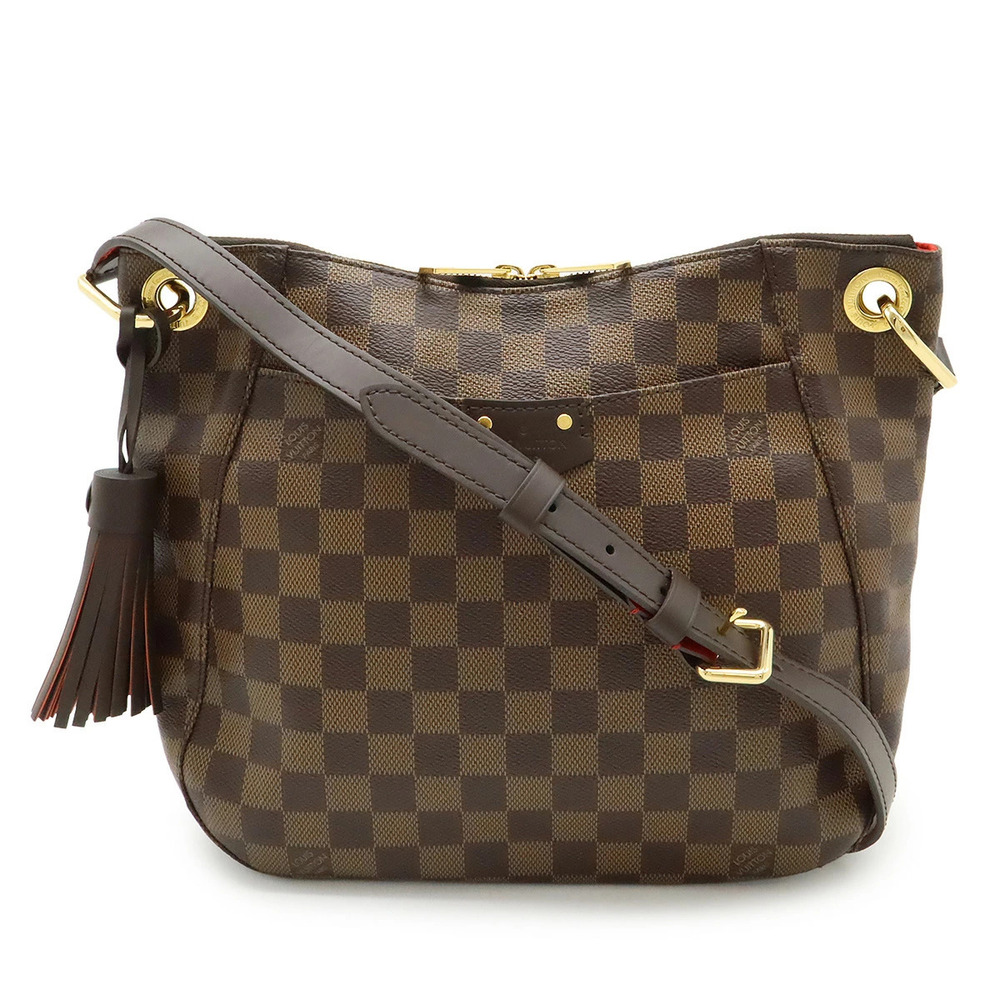 LOUIS VUITTON Damier South Bank Shoulder Bag Crossbody Fringe Tassel Charm
